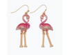 Periwinkle Pink Crystal Dangle Flamingo Gold Earrings