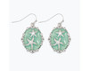 Periwinkle Silver Starfish Green Resin Dangle Earrings