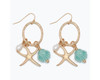 Periwinkle Mint Green Shell Gold Starfish and Pearl Dangle Earrings