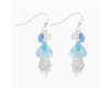 Periwinkle Green Sea Glass Jellyfish Silver Dangle Earrings
