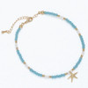 Periwinkle Gold Starfish Aquamarine Faceted Beads Gold Anklet