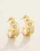 Spartina 449 Blue Crystals Petite Estate Gold Hoop Earrings