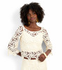 Trina Turk Helen Abstract Swirl Crochet Lace Bell Sleeve Crop Top