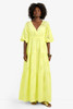 Trina Turk Arco Iris Citrus Pineapple Patterned Eyelet Ruffle Skirt Maxi Dress