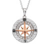 Ocean Jewelry Crystal & Ross Gold Compass Pendant Silver Necklace
