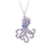 Ocean Jewelry Purple Crystal Octopus Pendant Silver Necklace