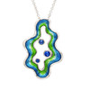 Ocean Jewelry Blue & Green Enamel Sea Coral With CZ Pendant Silver Necklace