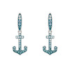 Ocean Jewelry Teal Blue Crystal Anchor Silver Drop Earrings