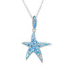 Ocean Jewelry Blue Starfish Pendant Silver Necklace