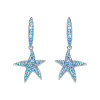 Ocean Jewelry Blue Crystal Starfish Silver Drop Earrings
