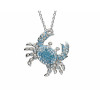 Ocean Jewelry Blue Crystal Crab Pendant Silver Necklace