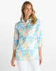 Jude Connally Glided Light Aqua Floral 3/4 Sleeve Blouse Top