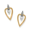 Brighton Love Messages B Calm Two Tone Heart Post Drop Earrings