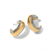 Brighton Interlok Noir Small Gold Silver Trim Hoop Post Earrings