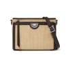 Brighton Jordyn Natural Straw Cocoa Trim Cross Body Organizer Purse
