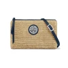 Brighton Contempo French Blue Trim Natural Straw Pouch Crossbody Wristlet Purse