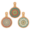 Ganz Mediterranean Ceramic Mandala Wood Trivet With Handle