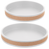 Ganz Woven Jute Trim White Wood Round Tray Set of 2