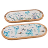 Ganz Under The Sea Enamel & Wood Oval Serving Tray Set of 2