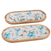 Ganz Under The Sea Enamel & Wood Oval Serving Tray Set of 2