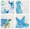 Ganz Blue Watercolor Sea Life Stone Coasters Set of 4