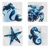 Ganz Dark Blue Watercolor Sea Life Stone Coasters Set of 4
