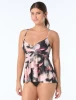 Coco Contours Plumeria Haze Diamond Wrap Tankini Swim Top
