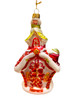 One Hundred & 80 Degrees Red Gingerbread House Glass Christmas Tree Ornament