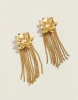 Spartina 449 Magnolia Flower Gold Cascade Fringe Earrings