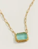 Spartina 449 Marion Rectangle Sea Foam Glass Pendant Gold Necklace