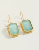 Spartina 449 Marion Sea Foam Glass Rectangle Gold Drop Earrings