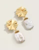 Spartina 449 Cleodora Pearl Gold Scallop Dangle Earrings