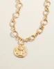 Spartina 449 Southern Palm Tree Coin Pendant Gold Chunky Chain Toggle Necklace