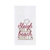 C & F Sleigh Bells Beach Shells Christmas Tree Flour Sack Kitchen Towel