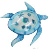 Glass Inlay Large Aqua Blue Turtle Wall Art