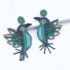 Colibri Blue Hummingbird Bird Beaded Dangle Earrings