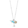 Dune Jewelry Larimar Dolphin and Beach Sand Charm Silver Necklace  