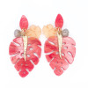Mia Red Tropical Palm Leaf Dangle Earrings