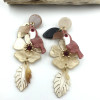 Beige Toucan Bird Tropical Dangle Earrings