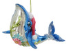 Floral Dolphin With Santa Hat Christmas Tree Ornament
