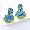 Sophia Long Jeweled Dangle Earrings blue and yellow