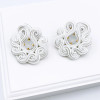 Braided Button Post Earrings white