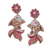 Allie Beads Pink Fish Embellished Earrings