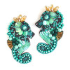 Allie Beads Aqua Green Seahorse Embellished Earrings