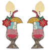 Allie Beads Rainbow Tropical Cocktail Tall Glass Embellished Earrings
