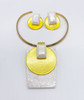 Anthony Alexander Yellow Capiz Shell Gold Choker Statement Necklace and Earrings Set