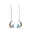 Dune Jewelry Blue Half Moon Larimar and Beach Sand Silver Chain Dangle Earrings