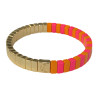 Duo Color Enamel Tile Stretch Bracelet hot pink orange