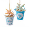 Kurt Adler Sand Beach Pail with Shells and Starfish Ornament