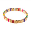 Seabreeze Mini Enamel Multicolor Tile Stretch Bracelet gold